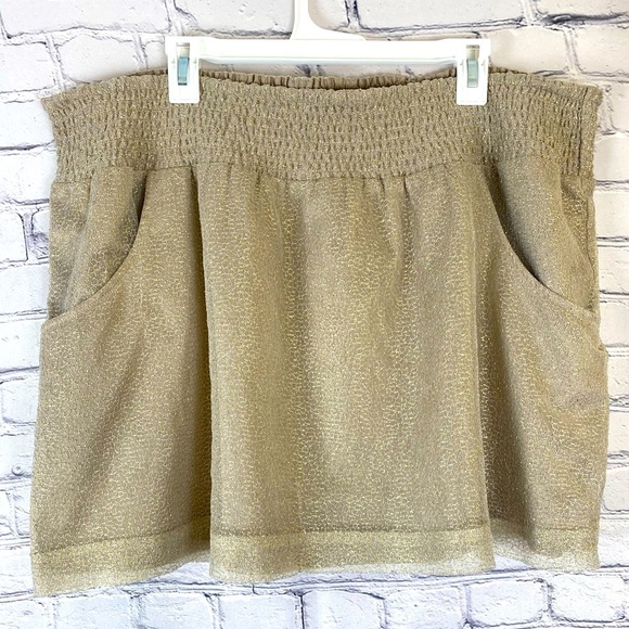 Gap Gold Metallic Stretch Mini Skirt size XXL EUC Plus Sized Skirt - Picture 1 of 6